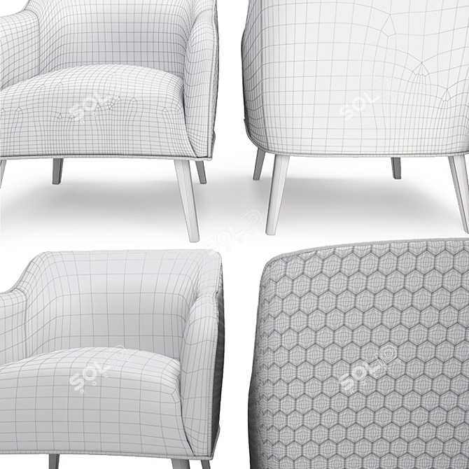 LaForma Lobby: Stylish Studded Armchair from Spain 3D model image 3