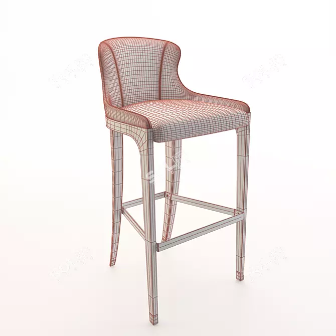 Potocco Miura Bar Stool: Sleek Design, Elegant Finish 3D model image 2