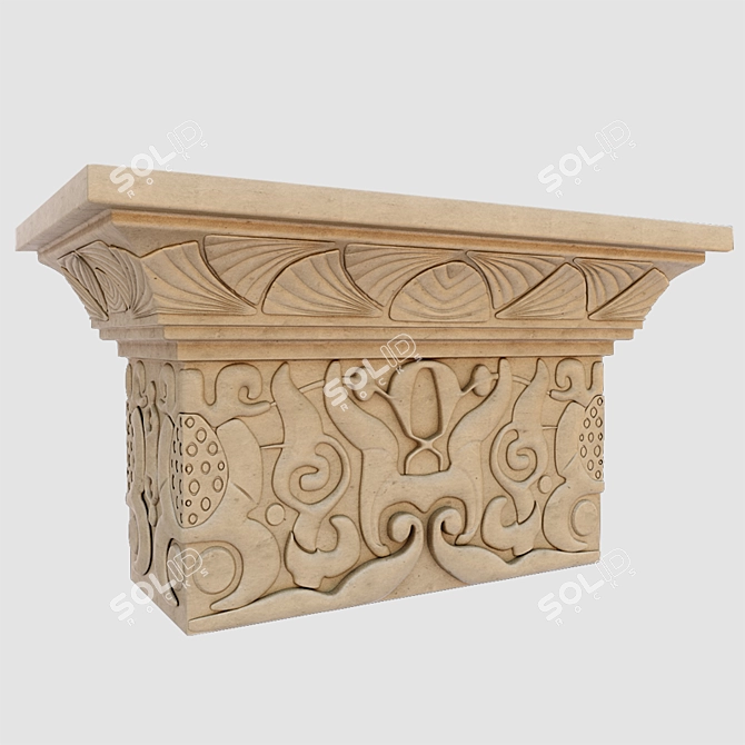 Exquisite Oriental Column Capital 3D model image 1