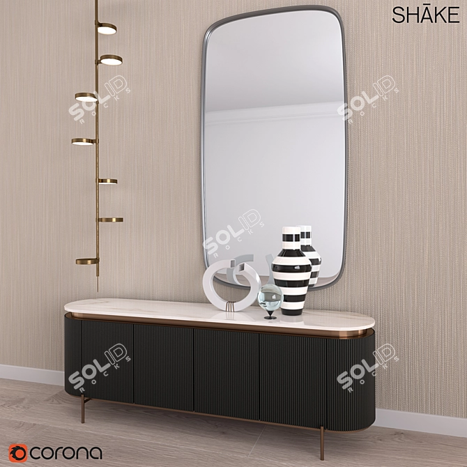 Modern Sideboard Hege: Bronze Metal Details & Ceramic Marble 3D model image 2