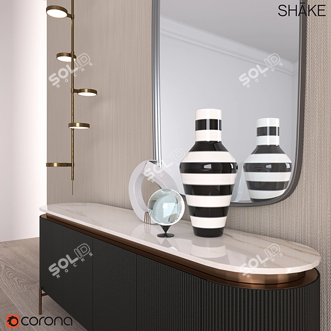 Modern Sideboard Hege: Bronze Metal Details & Ceramic Marble 3D model image 3