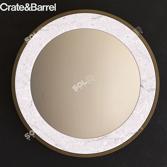 Elegant White Marble Round Mirror 3D model image 1