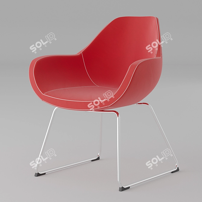 ErgoFlex Red Fabric Office Chair 3D model image 1