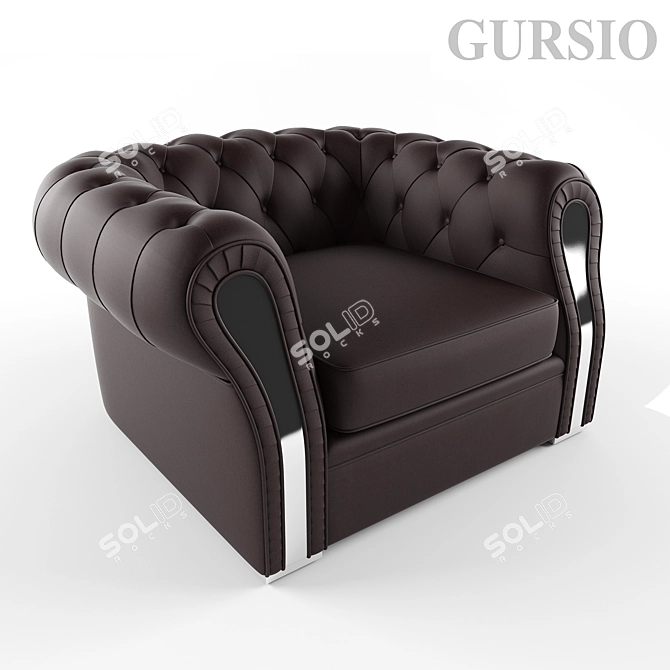 Elegant Cherry Chair with Chrome 3D model image 1