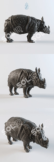 German Porcelain Rhinoceros Sculpture 3D model image 2