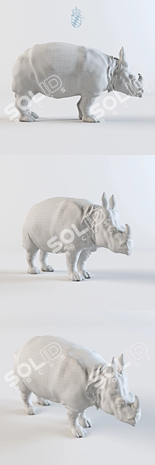 German Porcelain Rhinoceros Sculpture 3D model image 3