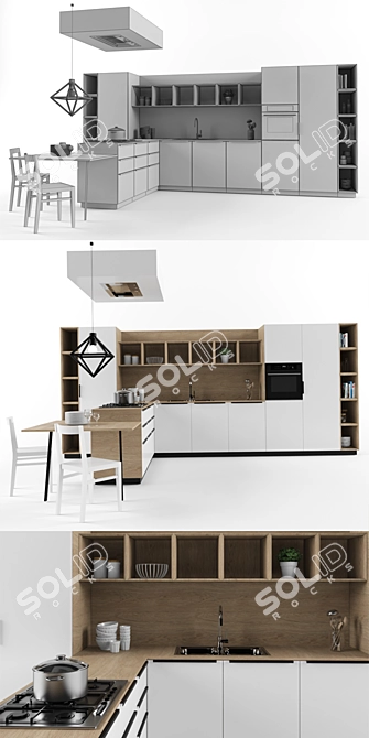 Customizable Cesar Kitchen: Ariel Model 3D model image 2