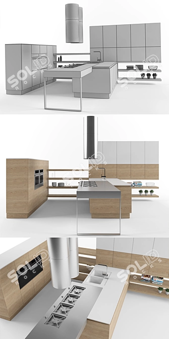 Yara: Customizable Kitchen Perfection 3D model image 2
