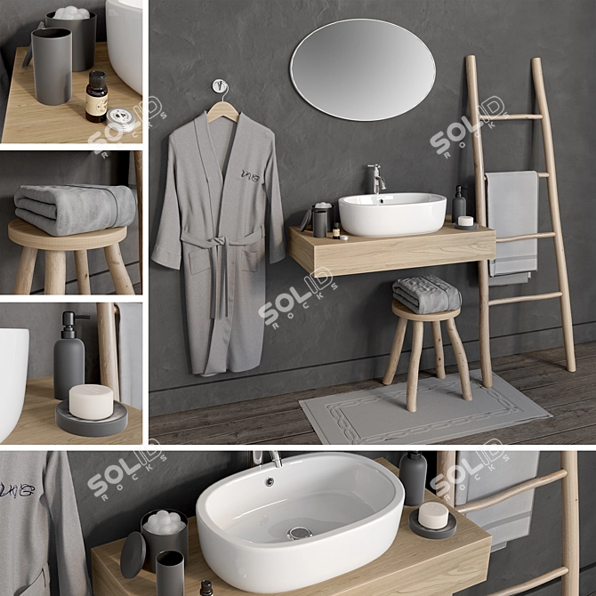 Modern 3D Bathroom Model 3D model image 1