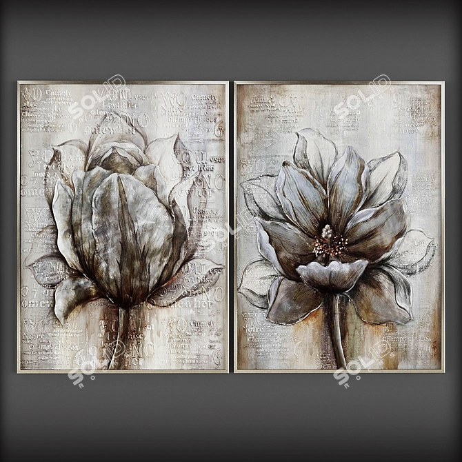 Elegant Herbaceous Framed Oil Painting
Silver Blossom Canvas Art
Flowers: Timeless Beauty 3D model image 2