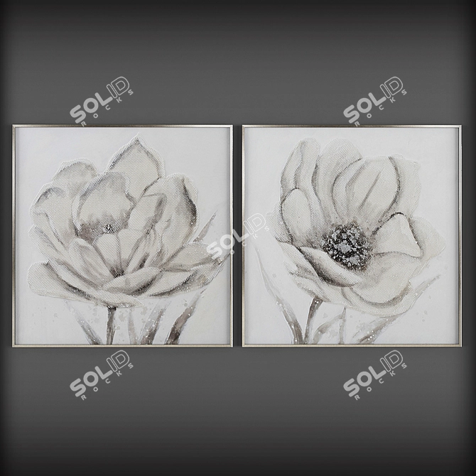 Elegant Herbaceous Framed Oil Painting
Silver Blossom Canvas Art
Flowers: Timeless Beauty 3D model image 3