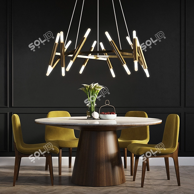 Modern Scandinavian Dinning Set 3D model image 1