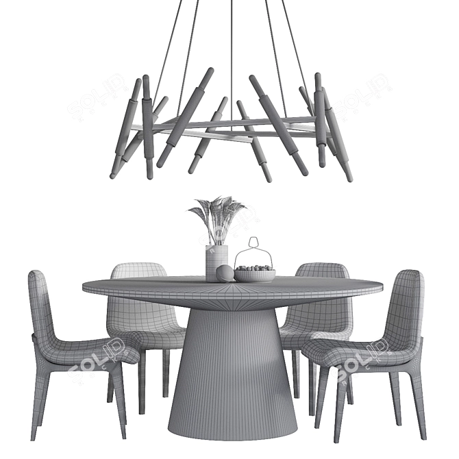 Modern Scandinavian Dinning Set 3D model image 2