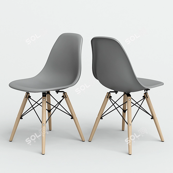 Elegant Eames-style Chair, 46x46x81 cm 3D model image 1