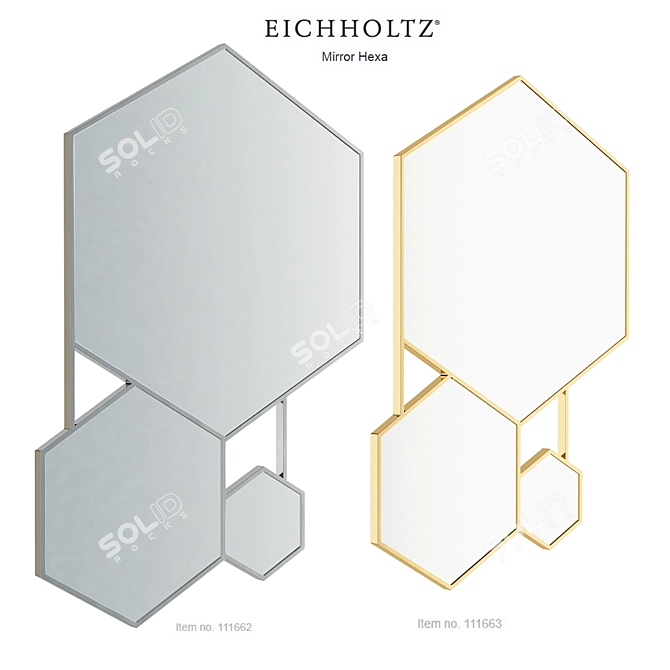 EICHHOLTZ Hexa Mirror: Polished Stainless Steel 3D model image 1