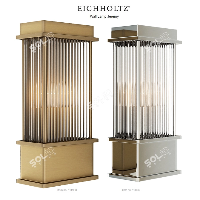 EICHHOLTZ Jeremy Wall Lamp: Brass & Clear Glass 3D model image 1