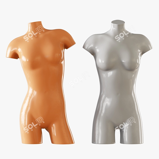 Glossy Female Torso Sculpture 3D model image 1