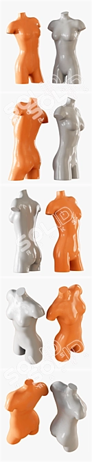 Glossy Female Torso Sculpture 3D model image 2