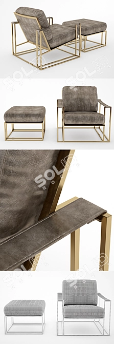 Modern Milo Baughman Sling Chair 3D model image 2