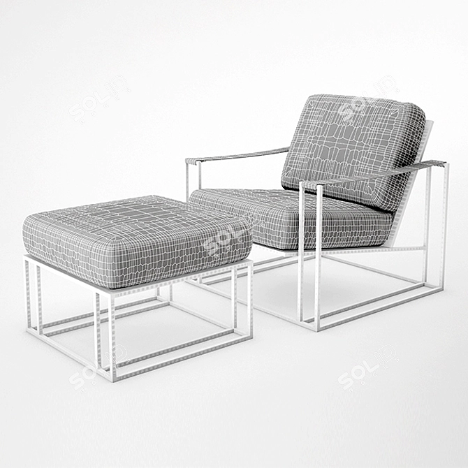 Modern Milo Baughman Sling Chair 3D model image 3