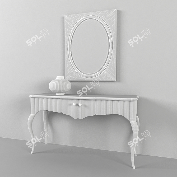 Elegant Art Deco Console & Mirror Set 3D model image 2