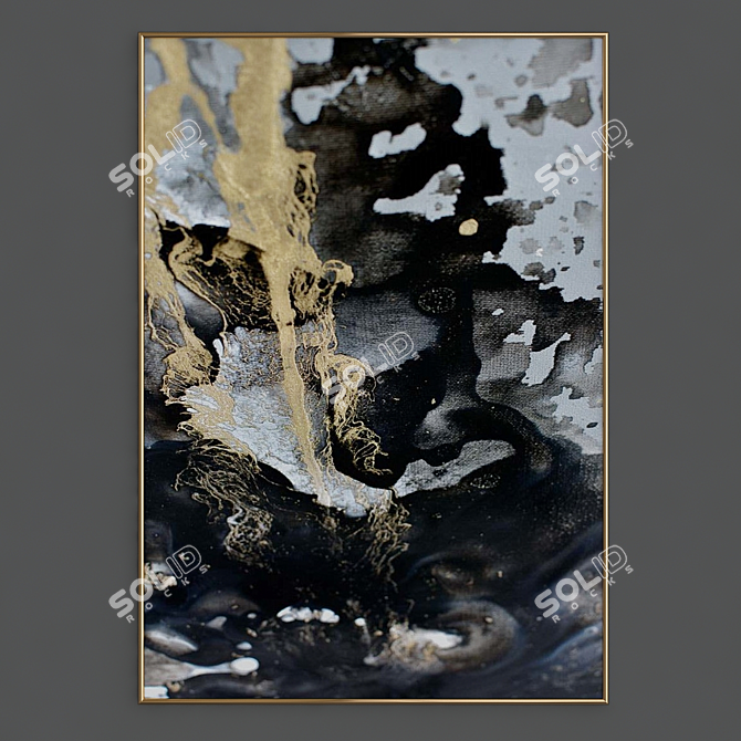 Golden Abstract Art Prints 3D model image 2