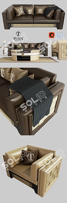 Elegant Turri NumeroTre Sofa Set 3D model image 2