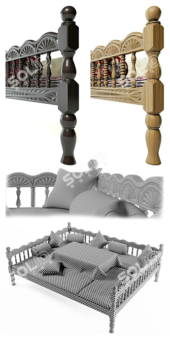 Uzbek Trestle Bed: East Meets West 3D model image 3