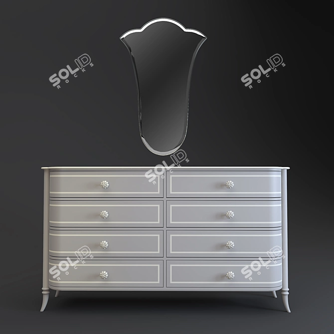 Classic Elegance Dresser & Mirror Set 3D model image 1