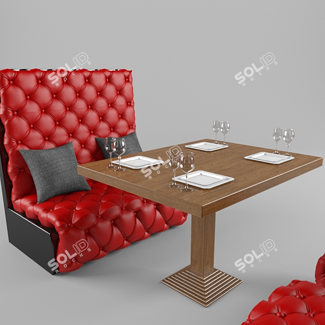 Sleek Sofa Set with Table 3D model image 2