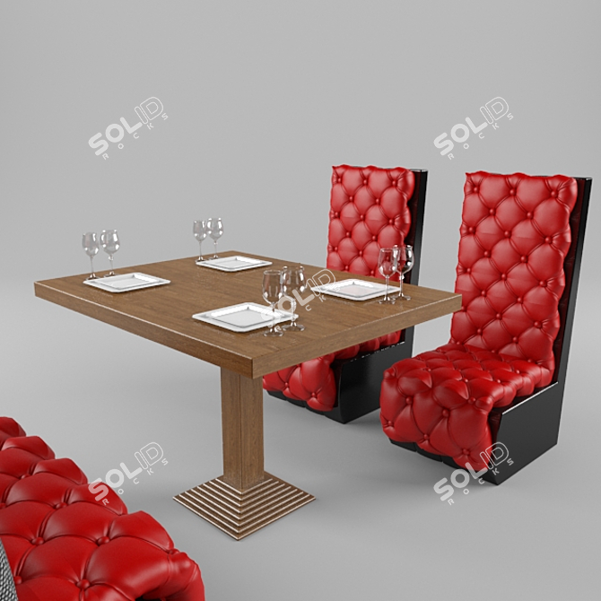 Sleek Sofa Set with Table 3D model image 3