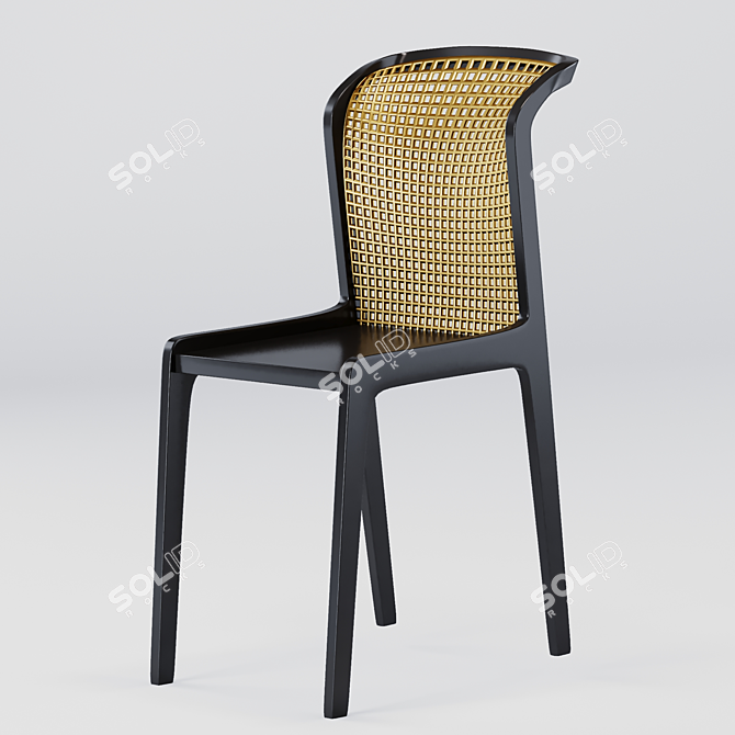  Modern Black & Gold Chair 3D model image 1