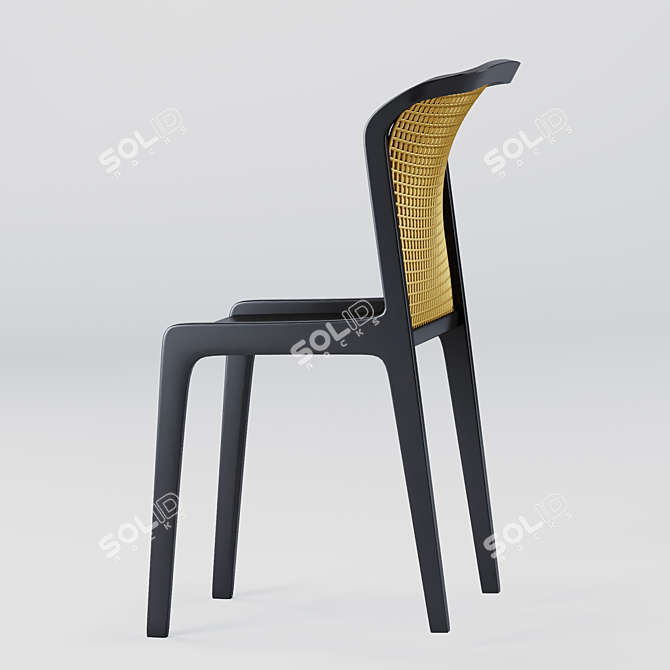  Modern Black & Gold Chair 3D model image 2