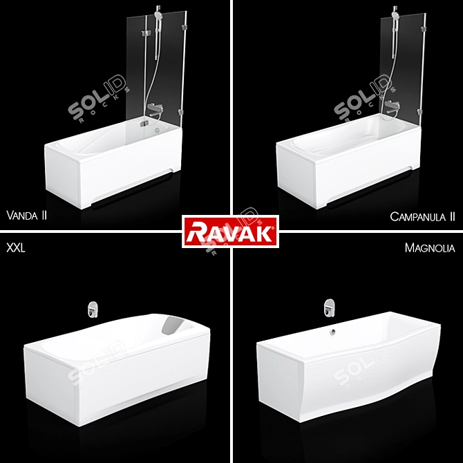 Ravak Set 06: XXL Baths in Magnolia, Campanula II & Vanda II 3D model image 1