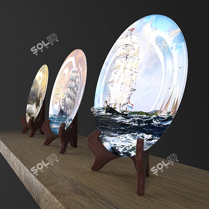 Elegant Floral Decorative Plate 3D model image 3