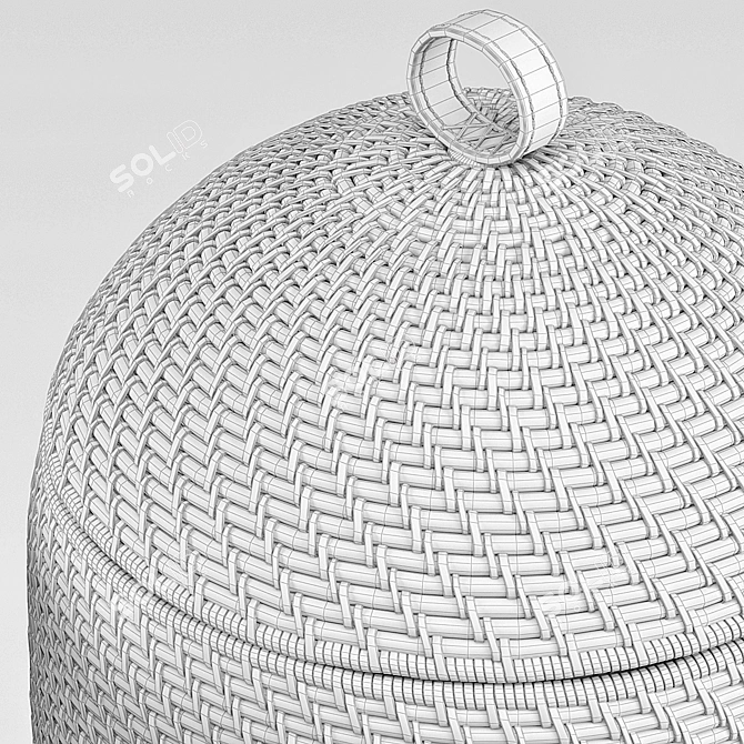 Global Bazaar Grey Rattan Tall Basket 3D model image 3