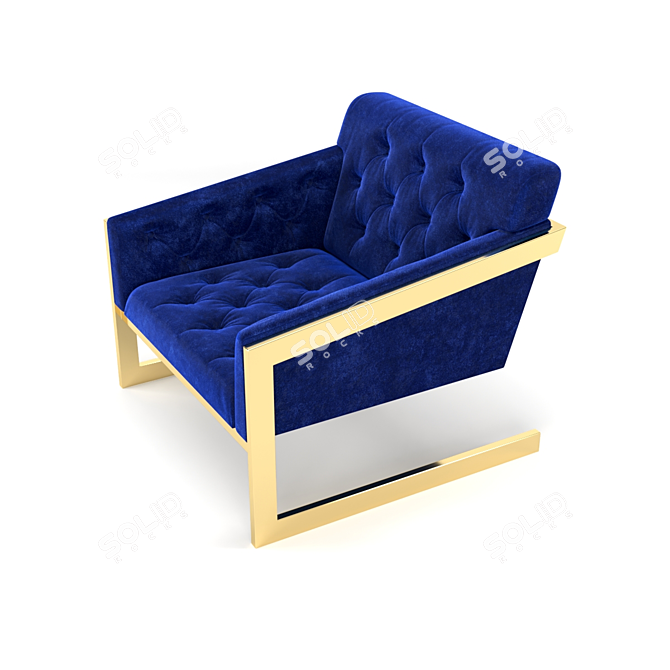 Elegant Brass & Velvet Lounge Chairs 3D model image 1