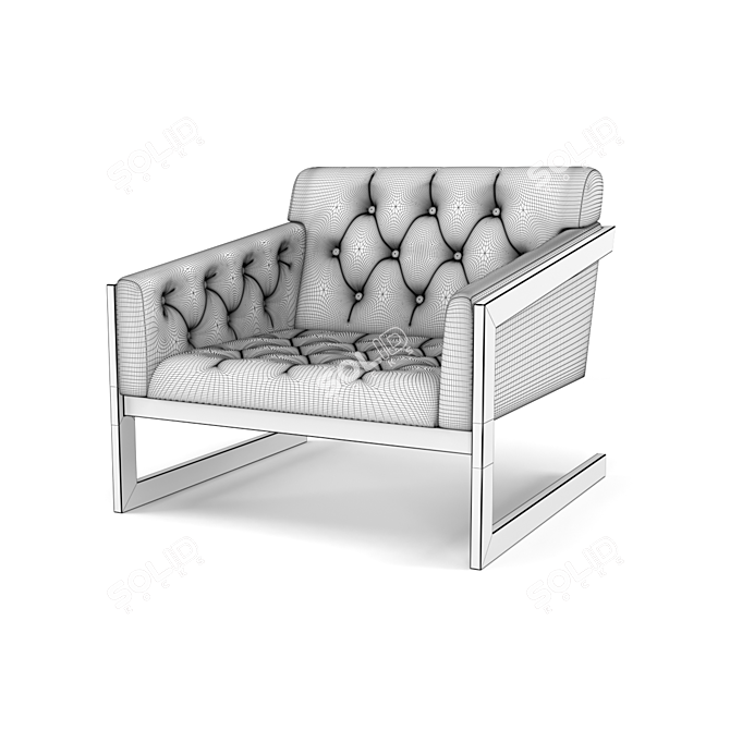 Elegant Brass & Velvet Lounge Chairs 3D model image 3