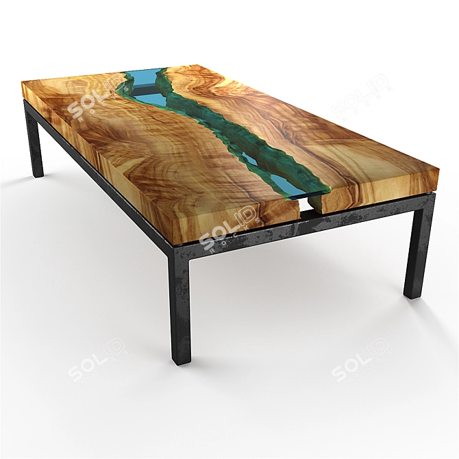 Rustic Canyon Wood Dining Table 3D model image 1