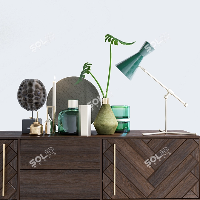 Elegant Sideboard Class: Decorative Set 3D model image 1