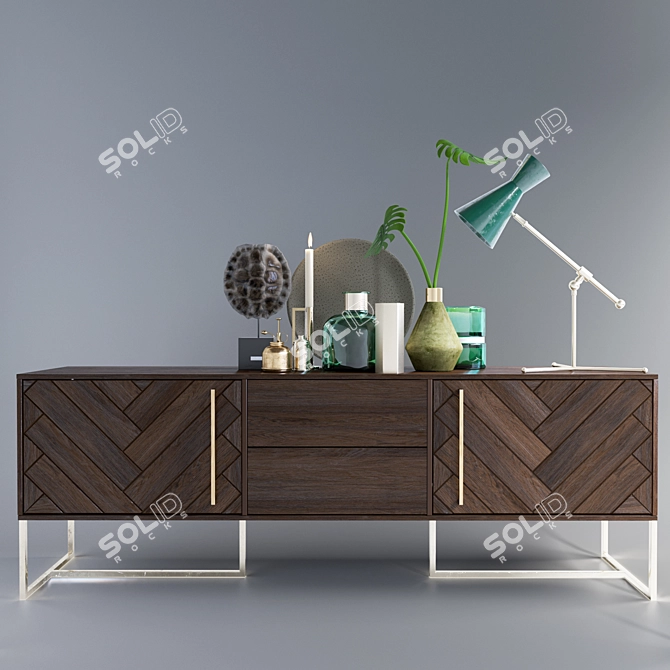 Elegant Sideboard Class: Decorative Set 3D model image 2