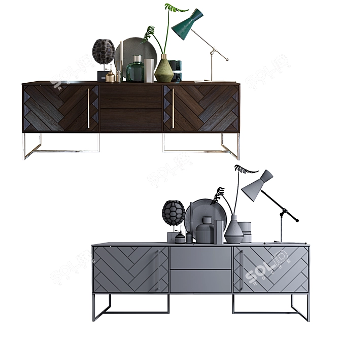 Elegant Sideboard Class: Decorative Set 3D model image 3