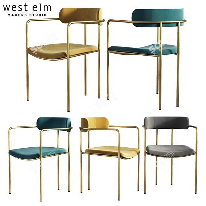 Modern Lenox Dining Chair - West Elm 3D model image 1