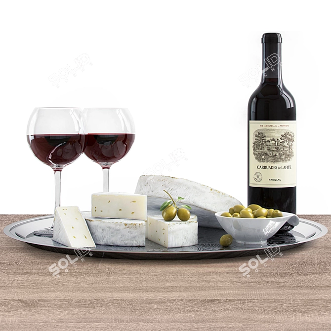Delicious Brie Cheese with Olives 3D model image 1