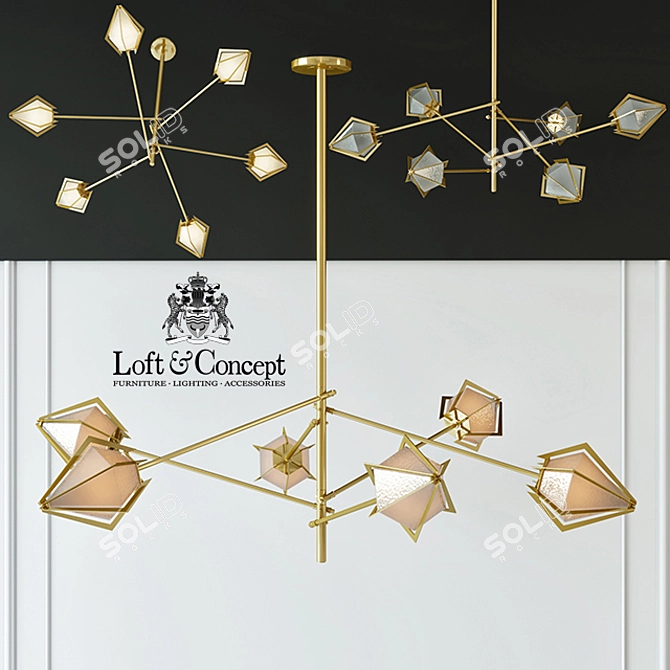 Modern Brass Spoke Chandelier 3D model image 1