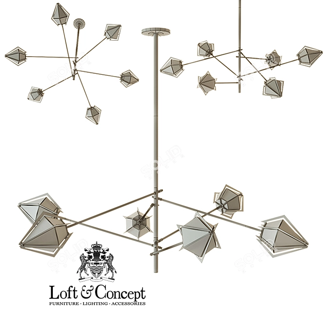 Modern Brass Spoke Chandelier 3D model image 3