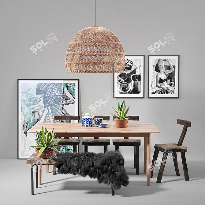 Scandinavian Living Set 3D model image 1