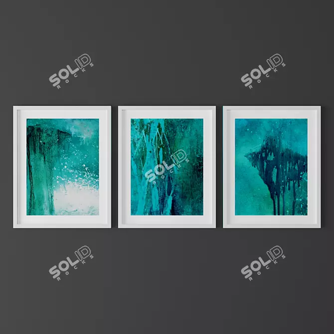 Vibrant Set of Abstract Paintings 3D model image 1