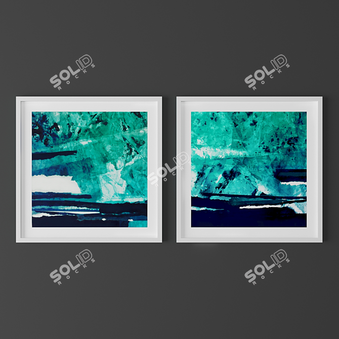 Vibrant Set of Abstract Paintings 3D model image 2