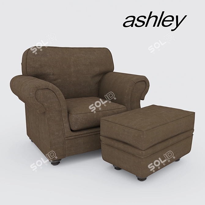 Ashley Armchair with Ottoman 3D model image 1